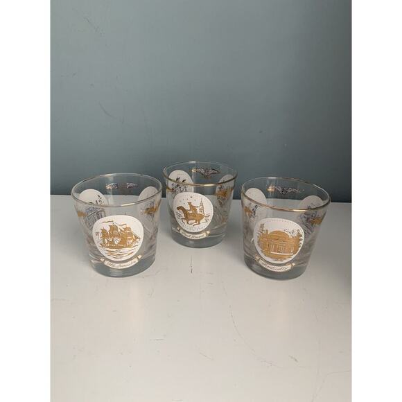 Vintage Libbey Americana Rocks Glass Paul Revere Old Ironsides Monticello 24K - Picture 11 of 16